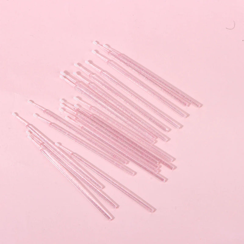 Pink Glitter Micro Brushes (100)